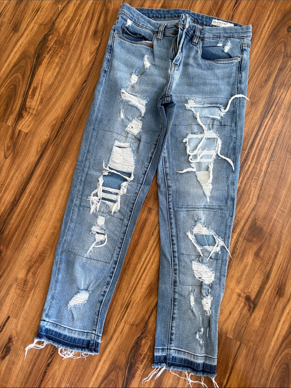 Blank NYC Light Blue Distressed Cropped Jeans